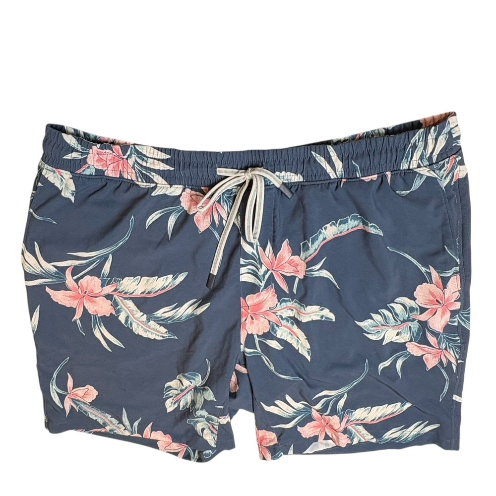 FAHERTY Swim Trunks XL Navy Island Orchid Shorts Mens Lined Hybrid Quick Dry